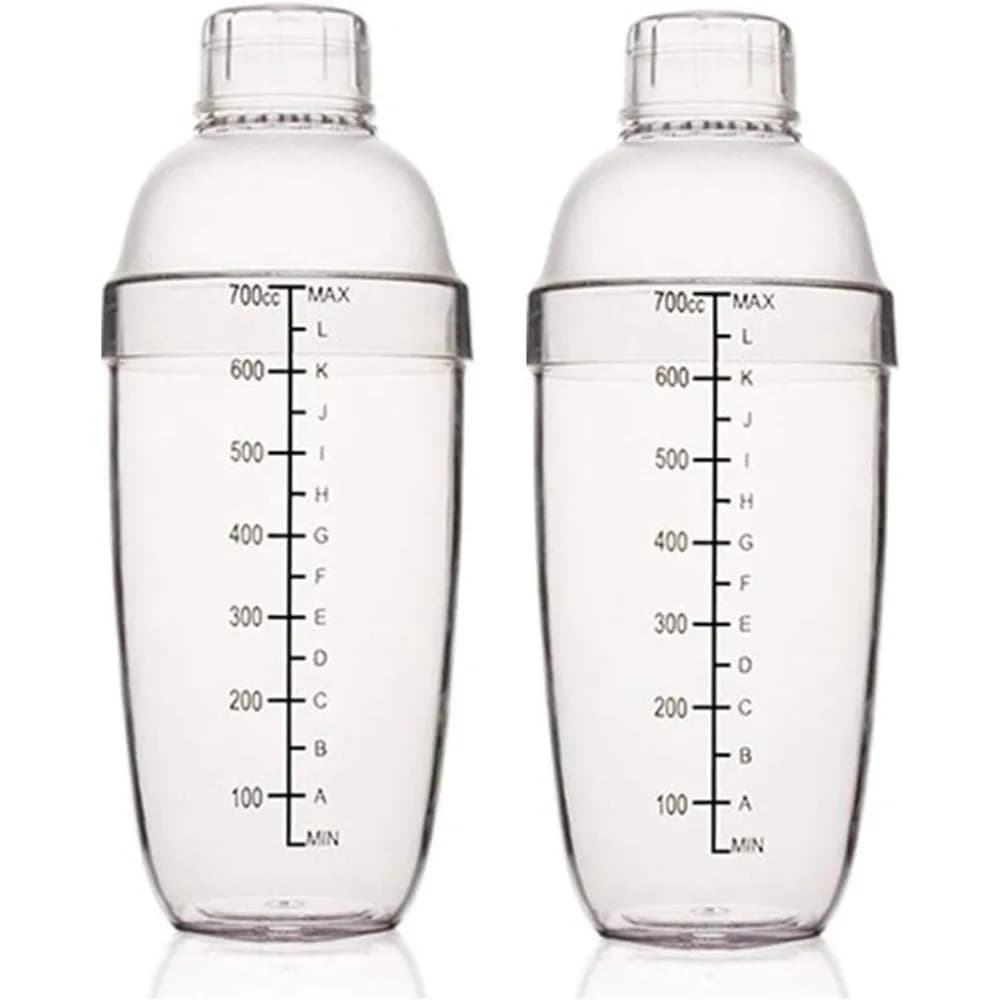 Plastic Shaker Cocktail 700cc / 24 oz Drink Mixer with Marks Clear Milk Tea Wine Shaker Bar Mixing Tool (24oz *2)