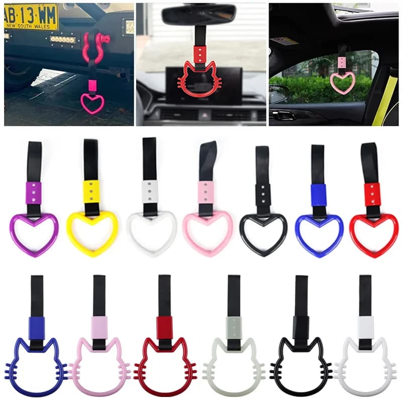 JDM Treno Bus Maniglia Cinghia da polso 1 pz Nuovo Tsurikawa Anello Cuore Car Styling Drift Charm Strap Anello di Avvertimento Decorazione Auto Forniture