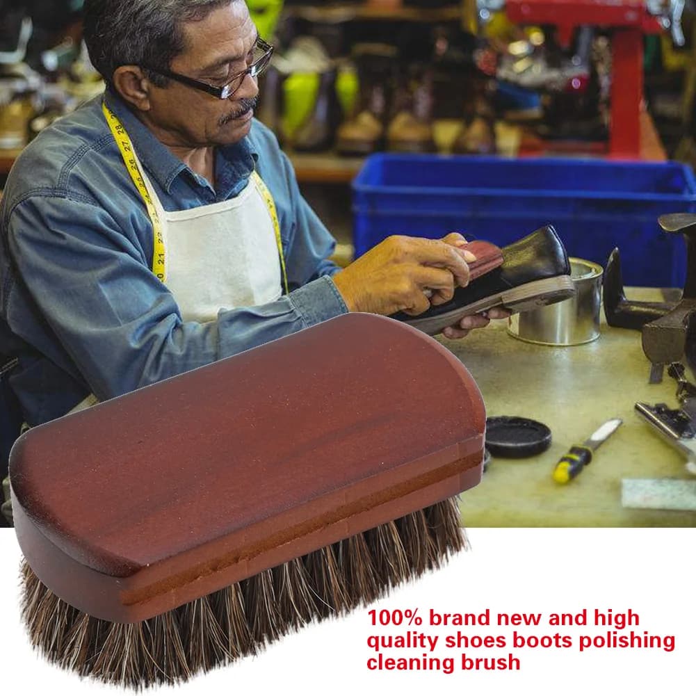 Spazzola per Lucidare e Pulire Scarpe e Stivali con Base in Legno, Rimozione di Polvere e Sporco, Accessorio per Calzature