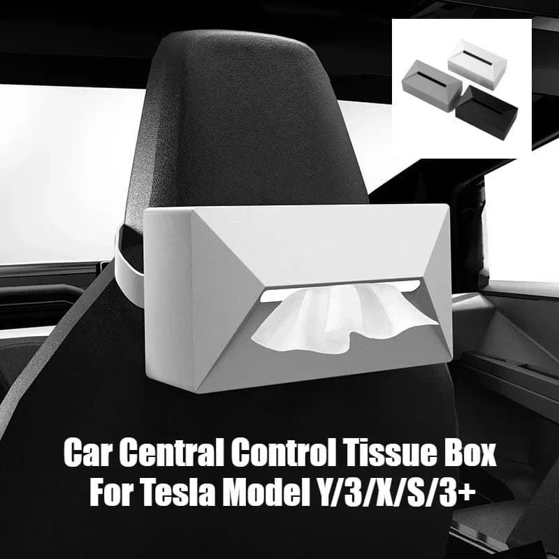 Scatola per fazzoletti per Tesla Model Y/3/X/S/3+ Cybertruck Silicone Controllo centrale Schienale Scatola per fazzoletti Accessori per rifinitura interna auto