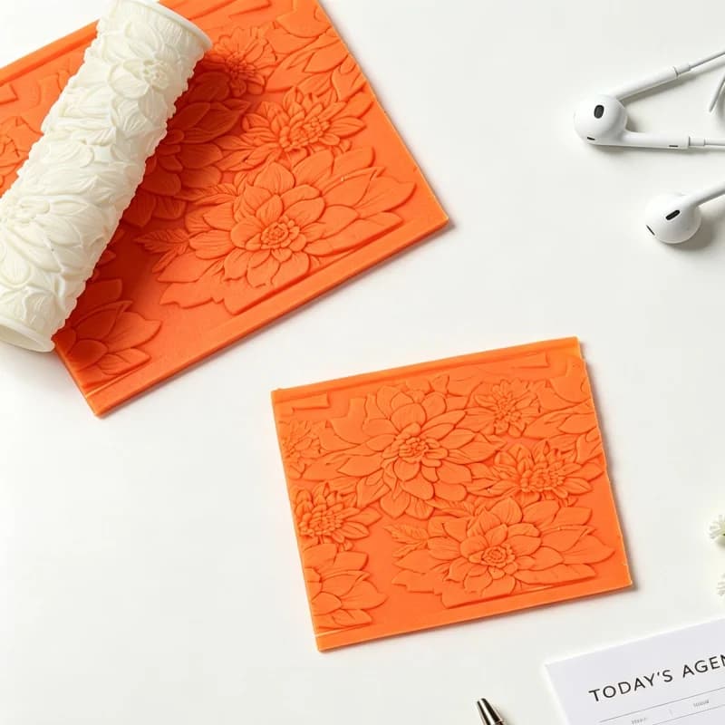 Sunflower Embossed Silicone Rolling Pin 3D Peony/Daisy Relief Roller for DIY Resin Earring Pendant and Jewelry Making Supplies