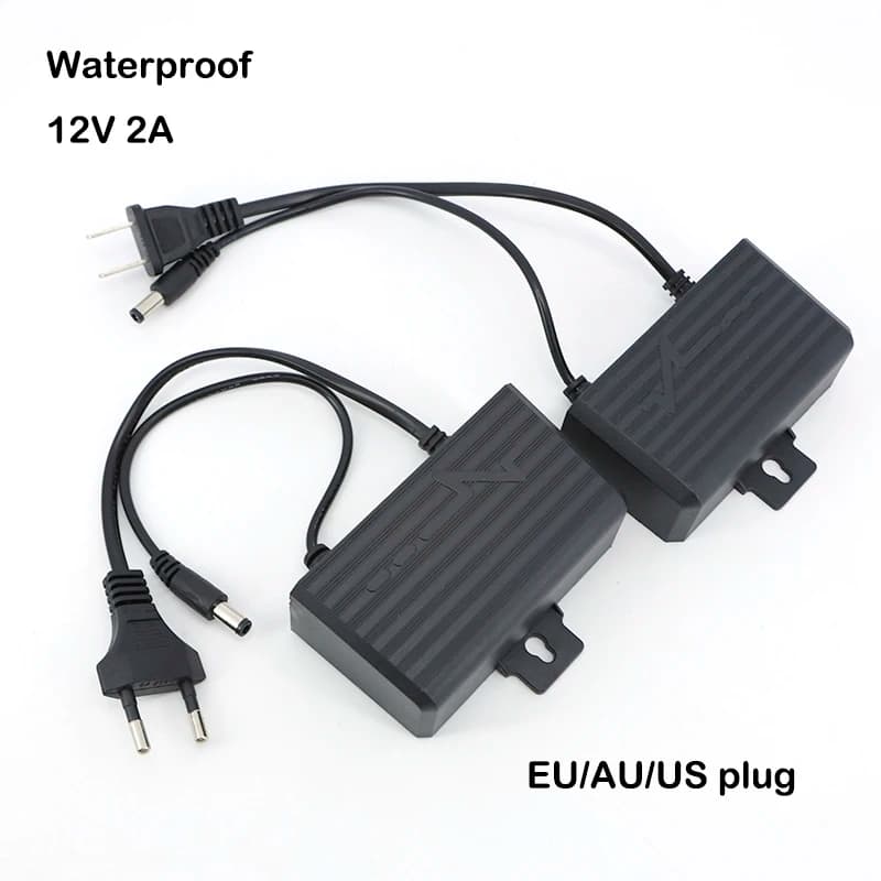Waterproof AC 100V 240V to DC 12V 2A 2000ma AU US EU plug wall Power supply Adapter outdoor For CCTV AHD Camera NVR 5.5mm*2.1mm