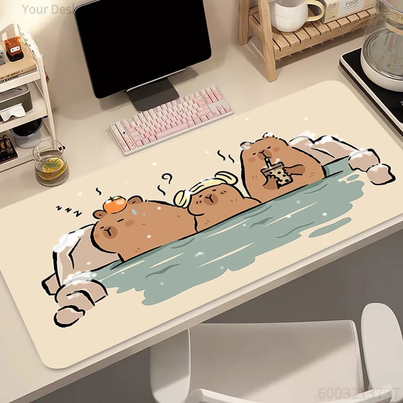Mouse Pad PC Design Non-Slip Desk Mat Laptop Capybara Gaming Accessories Stitched Edges For Home And Gamer Mousepad Keyboard Pad