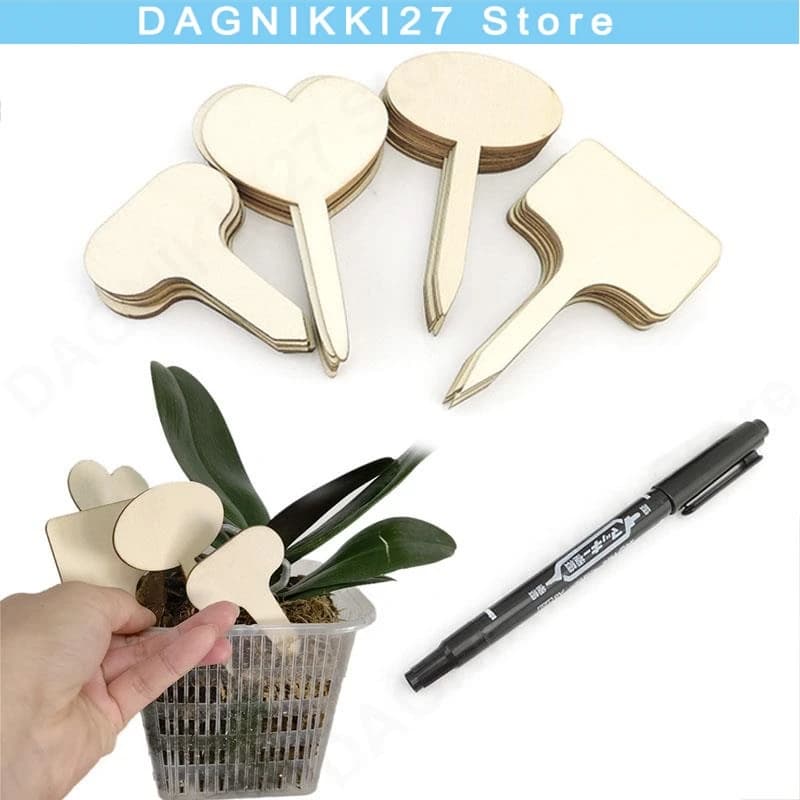 10x Etichette per piante in legno di tipo T Etichette per fiori ecologiche Marcatori con penna Giardino per Bonsai Erbe in vaso Fiori Strumenti V27
