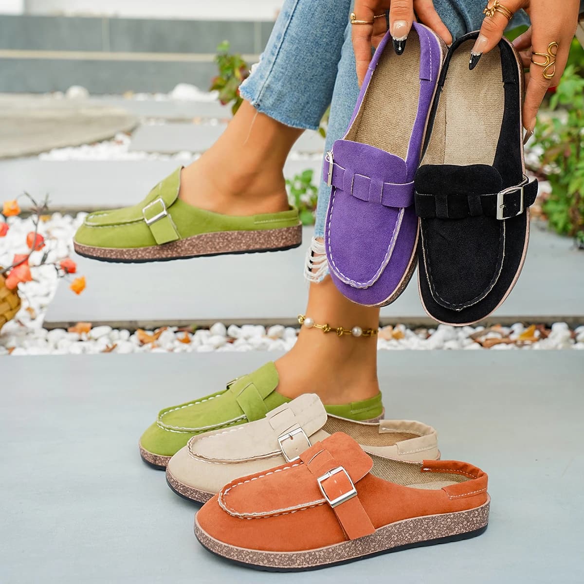 Ciabatte da donna Mezze pantofole estive Pantofole di grandi dimensioni da donna che coprono la testa Scarpe slip-on Suola Sandali stile semplice Scivoli da donna