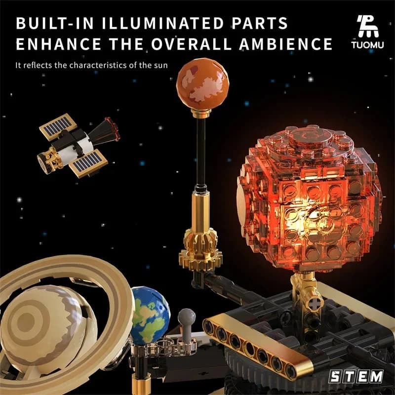 Sistema solare elettrico, blocchi di costruzione modello, attrezzatura didattica per l'esplorazione spaziale, giocattolo assemblabile e ruotabile, regalo per bambini e studenti