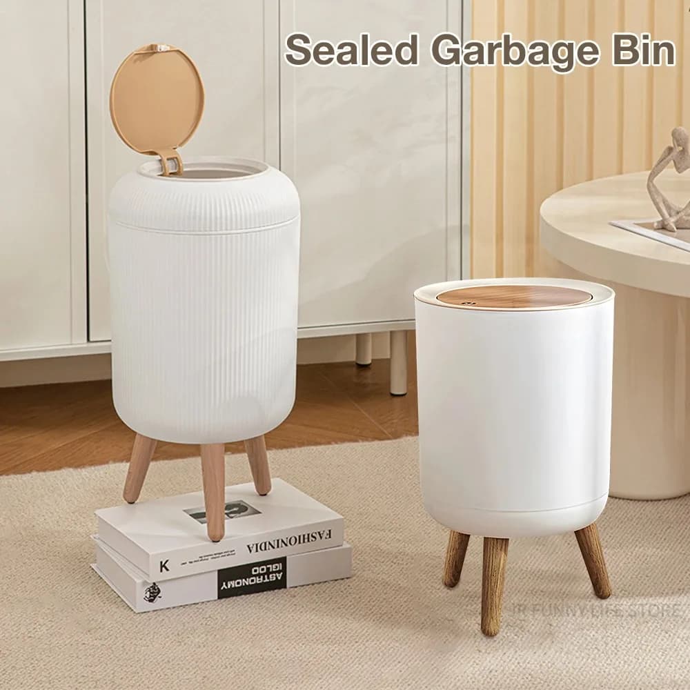 Bidone della spazzatura con piede alto da 7-8 litri per bagno, tipo pressa, bidone della spazzatura per WC, cestino per rifiuti da cucina in stile INS