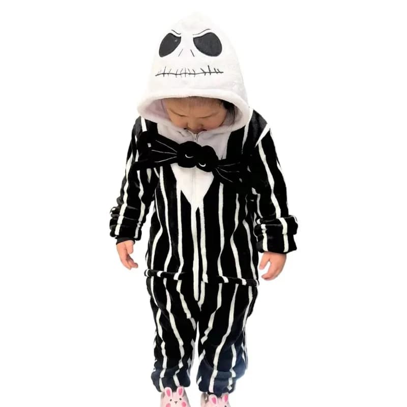 l2025l New Cosplay for Kids Hinge Kigurumi Onesies Pigiama Boy Girl Girl of Halloween Night Dresses Animal Skeleton Cosplay