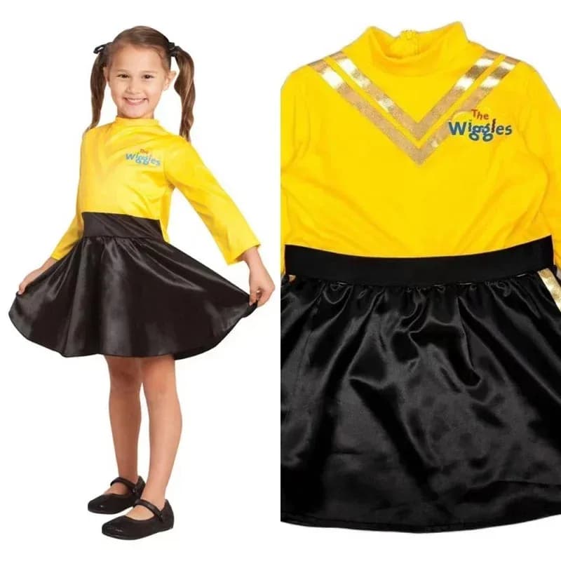 New Halloween costume for kids Emma From The Wiggles Cosplay Dress Up Girls Fabulous Yellow and Black Dress Princess LN6