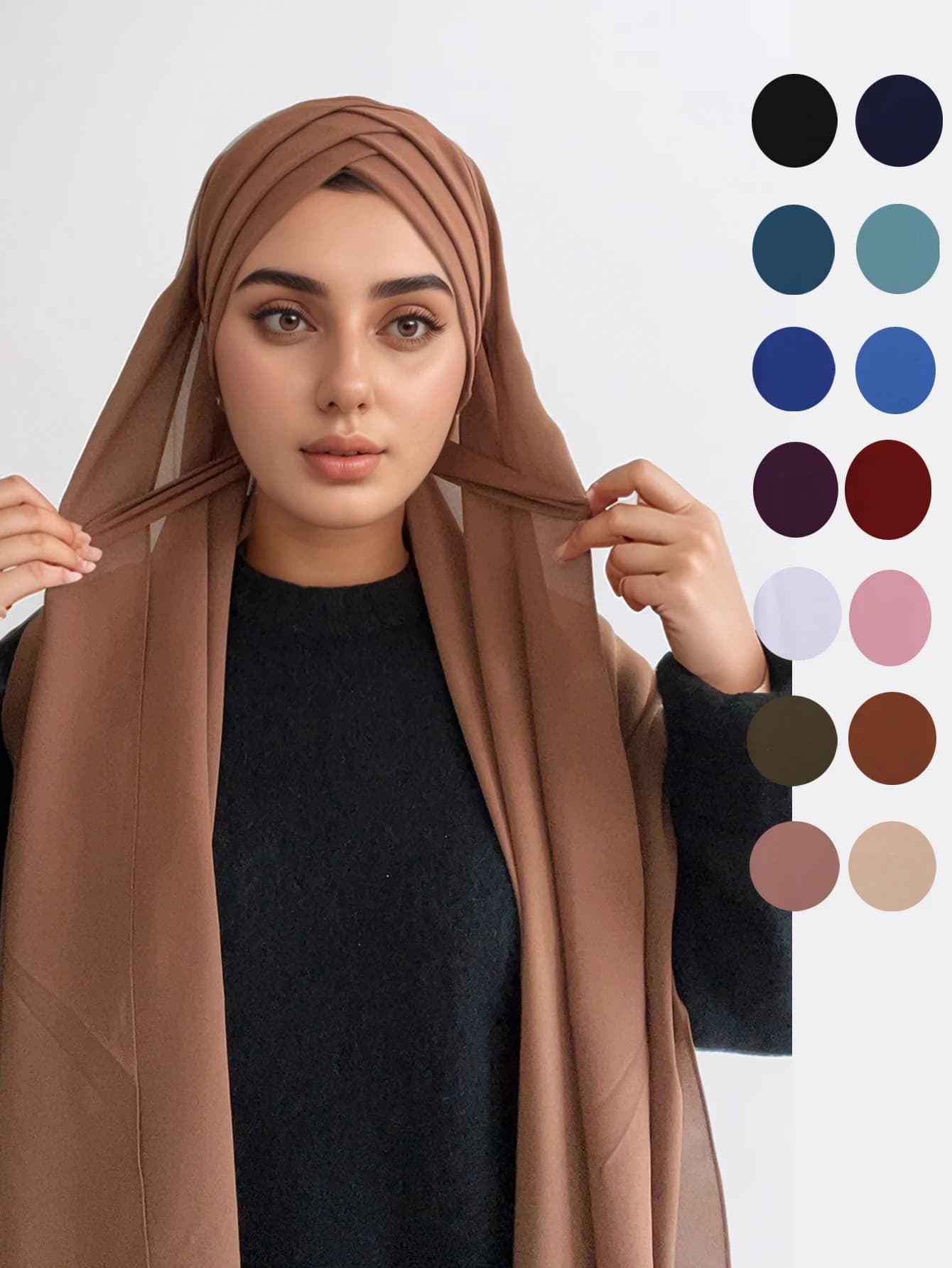 Musulmano Croce Tie Chiffon Hijab istantaneo Buone punto Sciarpa Morbido turbante Tinta unita Fascia Avvolge Foulard Scialli Fornitore