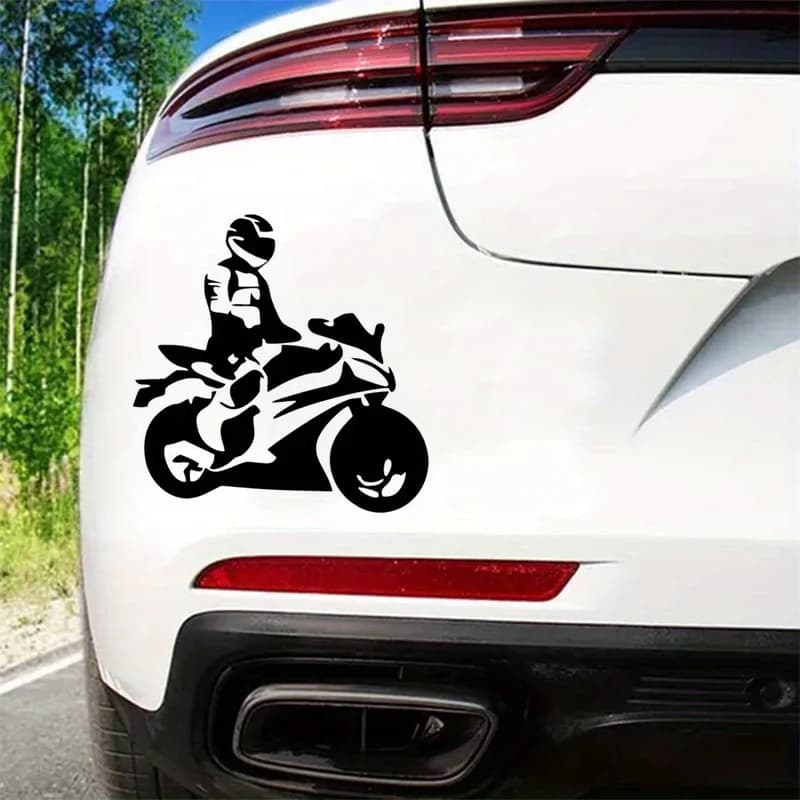 1PC Motorcycle Rider Silhouette Sticker, Waterproof Vinyl Decal for Bike Car Helmet Decoration