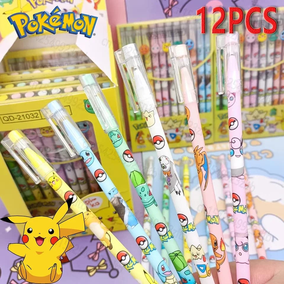 12 pz Anime Pokemon Pikachu 0.5 MM Cancellabile Penna Gel Studente Prodotti di Cancelleria Materiale Scolastico Compleanno Regali Per Bambini All'ingrosso