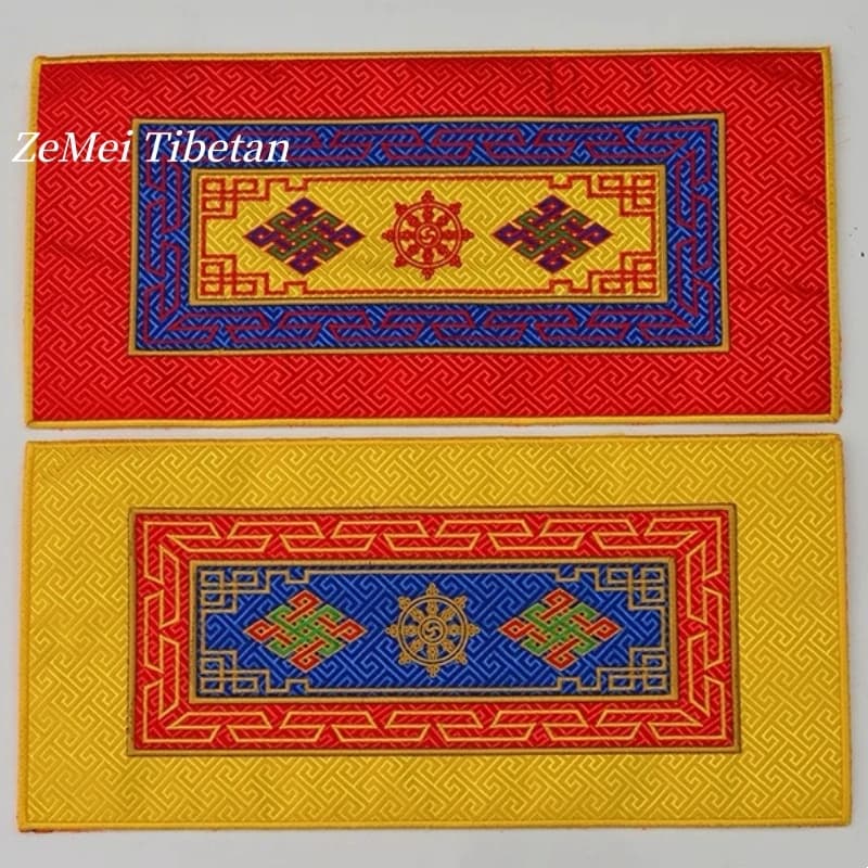 Tibetan-Style Embroidered Home Ritual Mat,Vajra Bell and Nepal Small Tablecloth Offering Altar Cloth Buddhist Item Decorative