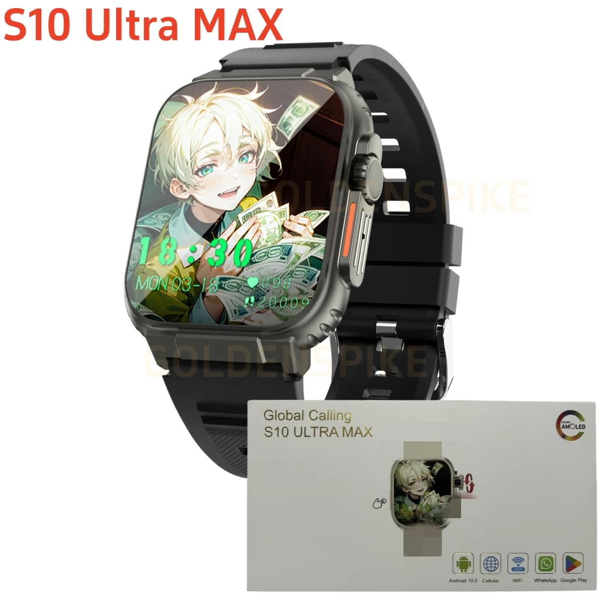 S10 Ultra Max Smartwatch Orologio intelligente Amoled da 2,26 pollici con fotocamera rotativa da 8 MP Risoluzione 448 * 528 HD Bussola GPS Funzione WIFI NFC