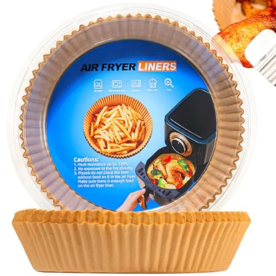 100PCS Air Fryer Paper Liners, Disposable Non-Stick Air Fryer Parchment Paper Fit 4-8QT Air fryer Basket Oil Resistant, Waterpr