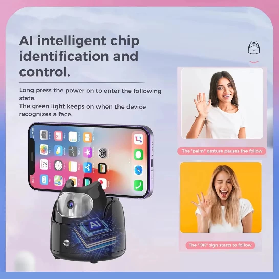 Mobile phone cardanic joint automatic localization bracket with 360 ° Portable face automatic tracking camera objects for video shooting