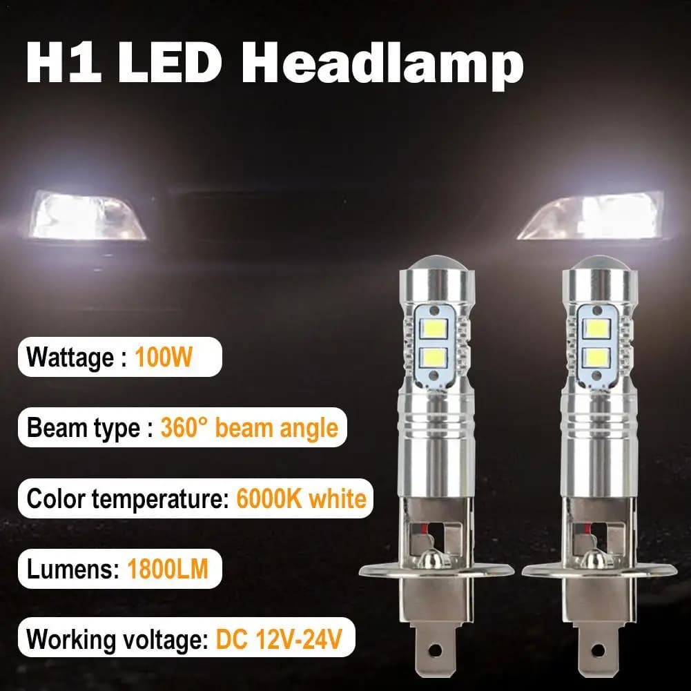 2 pcs Super Luminous H1 LED Headlight High Low Fog Driving Lamps 6500 K White Auto Head Lamp Lamp Lamps Lamps Light Bulbs
