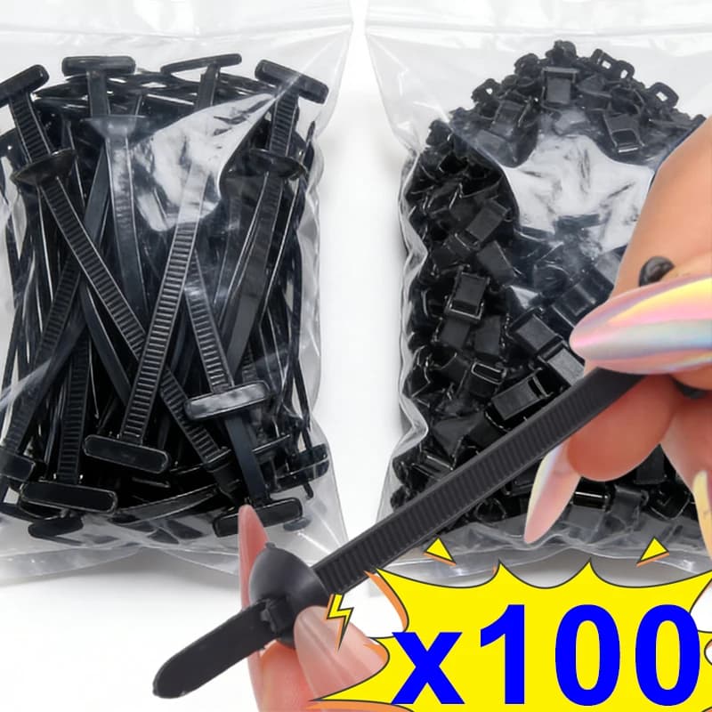 1-100Sets Car Repair Self Locking Zip Black Zip Ties Nylon Cable Tie Buckle Multipurpose Cable Ties Tool Universal Heavy Duty