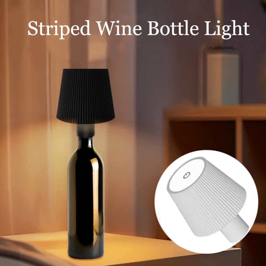 Lampada da tavolo a LED ricaricabile Bottiglia di vino a strisce Interruttore tattile Luci da scrivania per soggiorno Camera da letto Cena Bar Decor Illuminazione