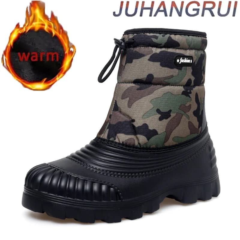 Nuovi stivali alti mimetici da uomo invernali Sneakers da esterno Stivali da neve impermeabili Stivali da alpinismo caldi in peluche da uomo antiscivolo