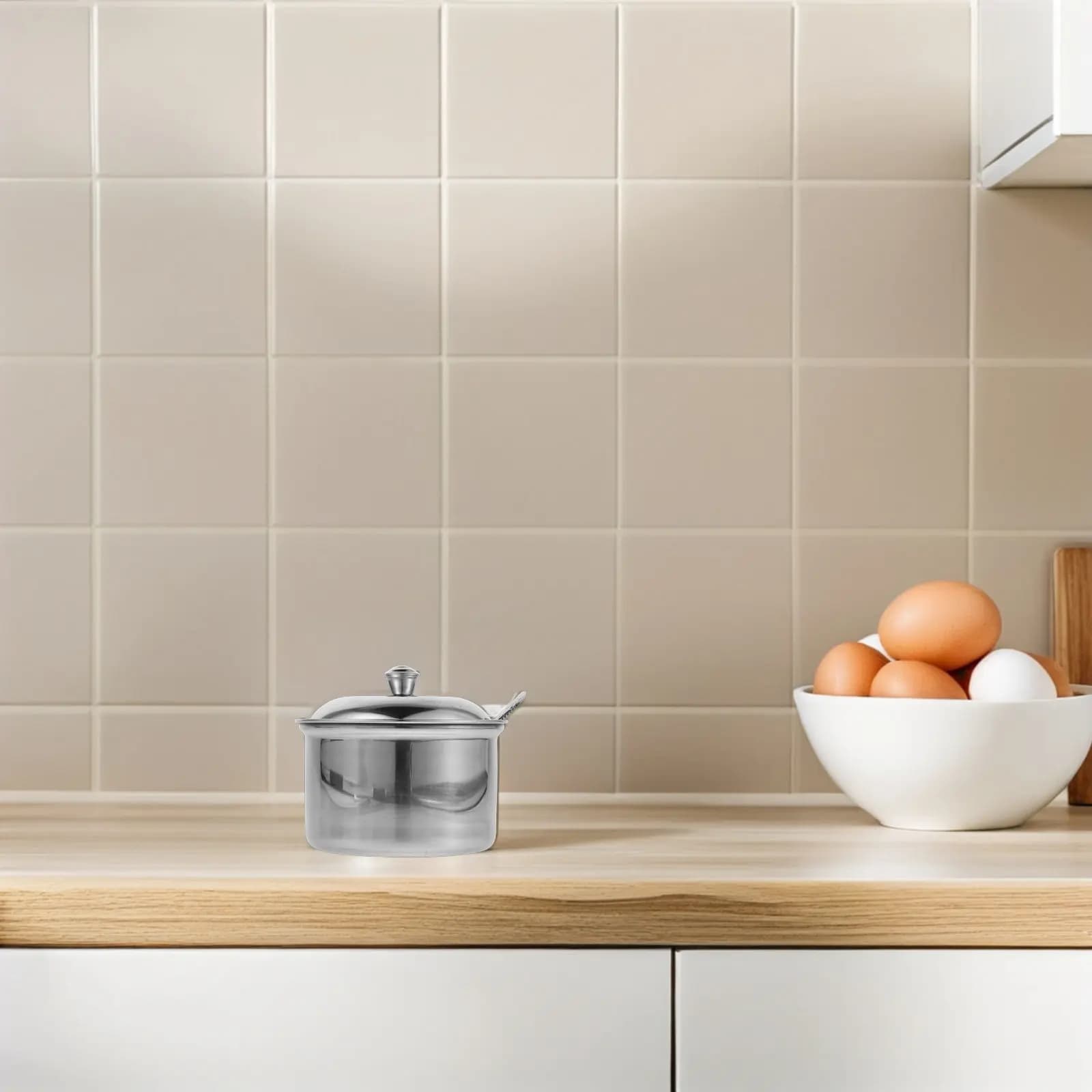 Set di Barattoli per Spezie in Acciaio Inox con Coperchio e Cucchiaio per Sale, Pepe, Condimenti, Contenitori Ermetici per Cucina