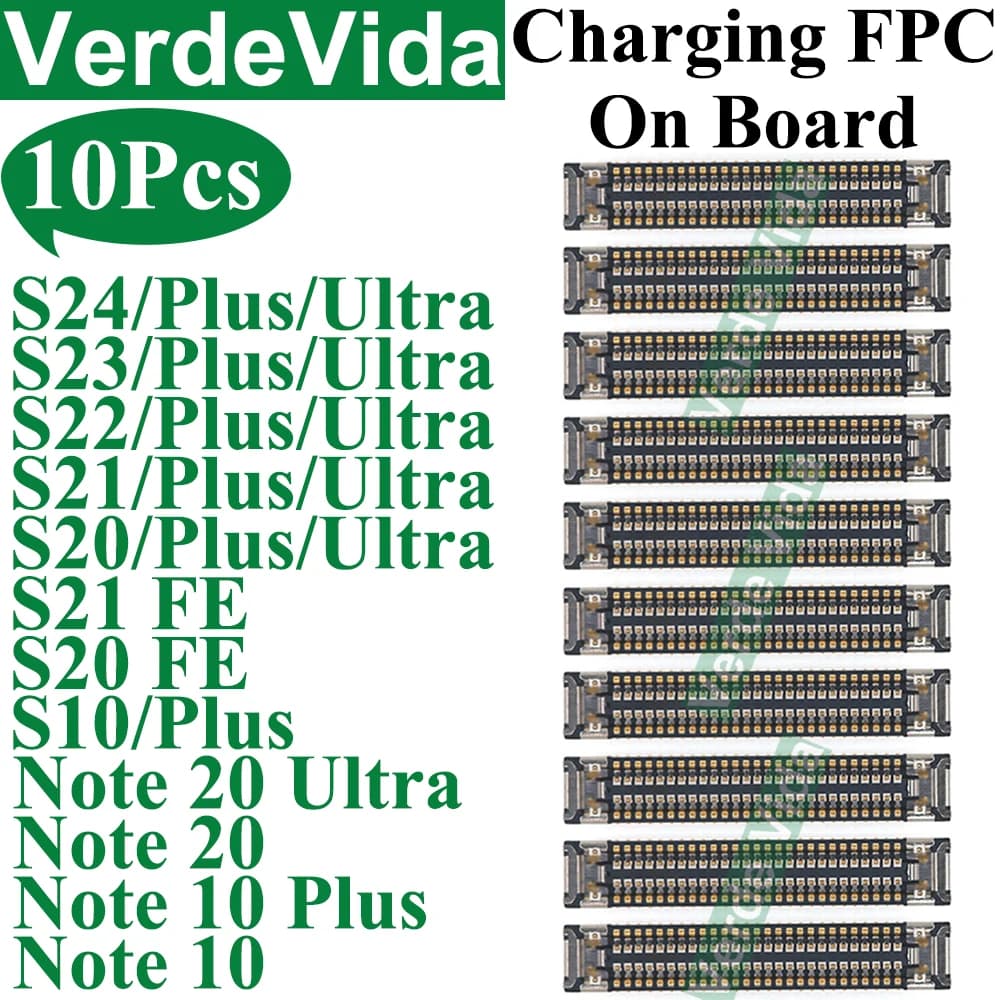 10 pz USB di Ricarica Connettore FPC Per Samsung S22 S23 S24 Ultra S21 S20 FE S10 Plus Nota 10 Spina del Caricatore Scheda Madre A Bordo