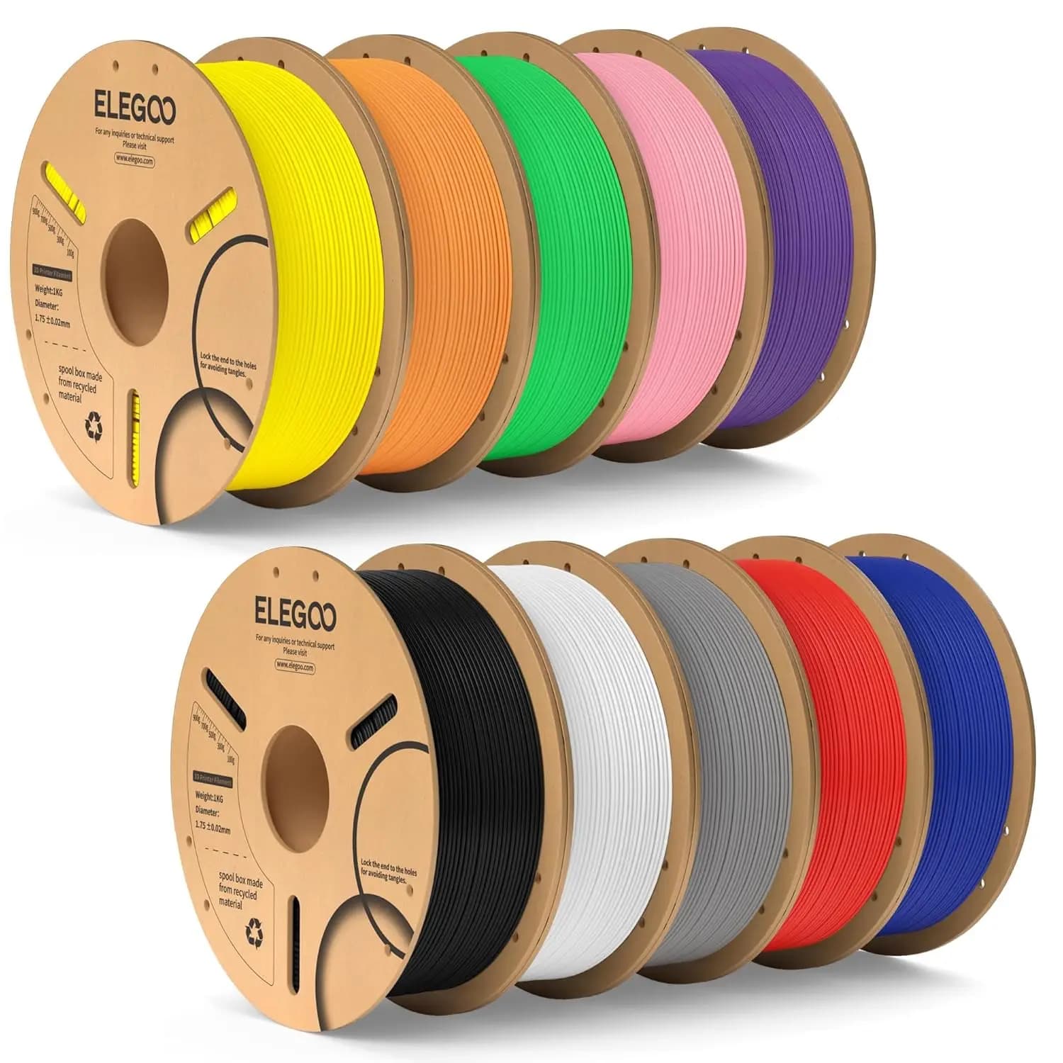 Filamento PLA Plus per Stampante 3D, 10KG, 1.75mm, Materiale Resistente con Precisione +/-0.02mm, Disponibile in Diversi Colori