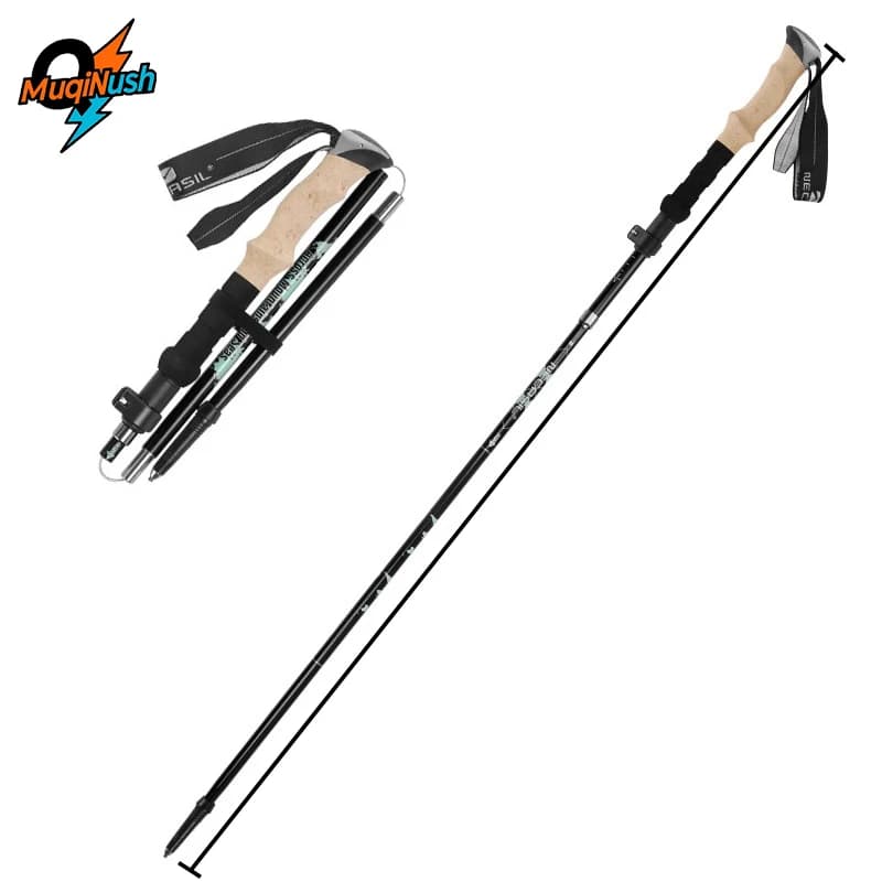 MuqiNush 1 PC Bastone da trekking Bastone da trekking pieghevole telescopico a 5 sezioni Campeggio esterno Escursionismo da passeggio portatile ultraleggero