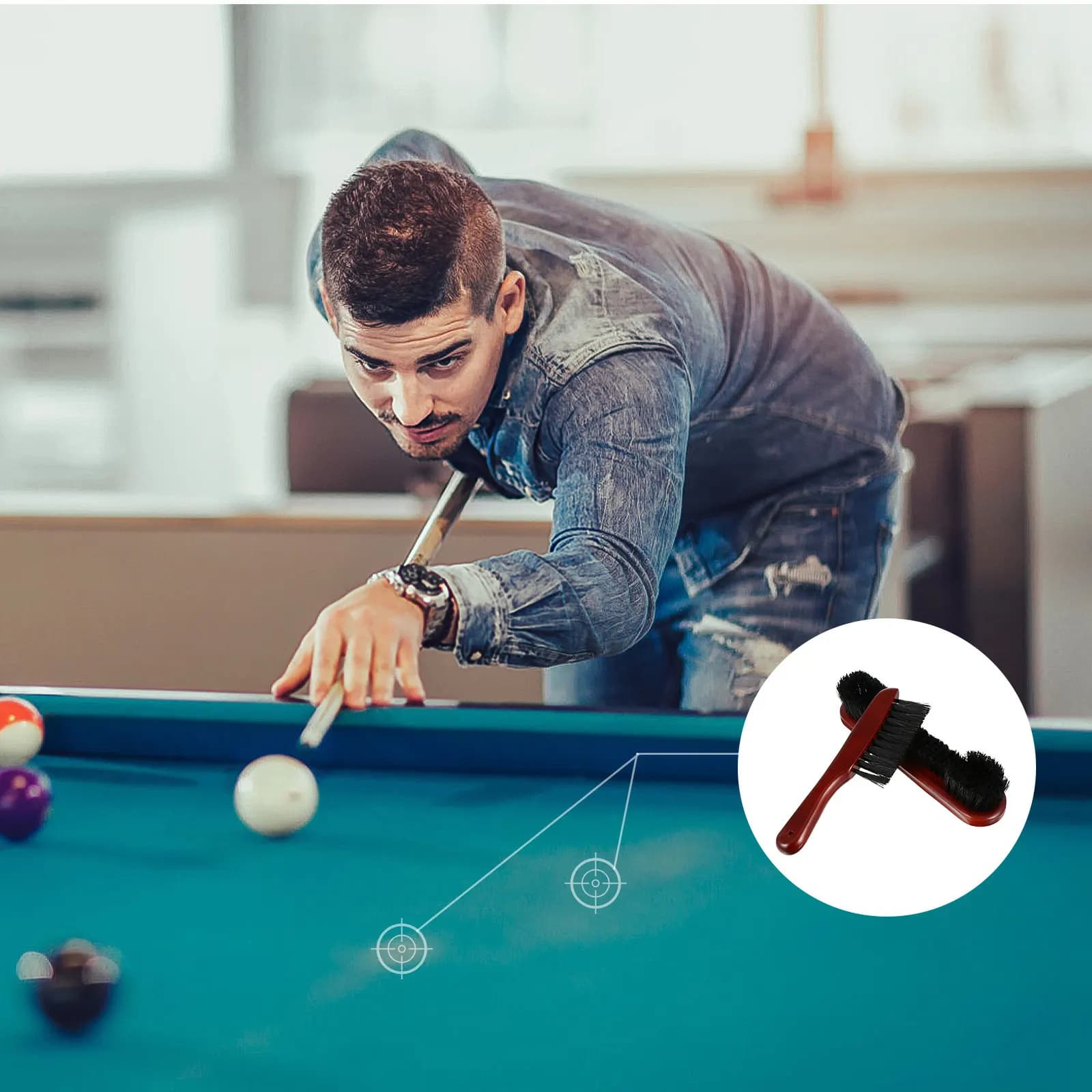1Set Multi Function Billiard Table Cleaning Brush Set for Pool Snooker Tables Includes Rail Brush Cue Cloth Dust Powder Removal
