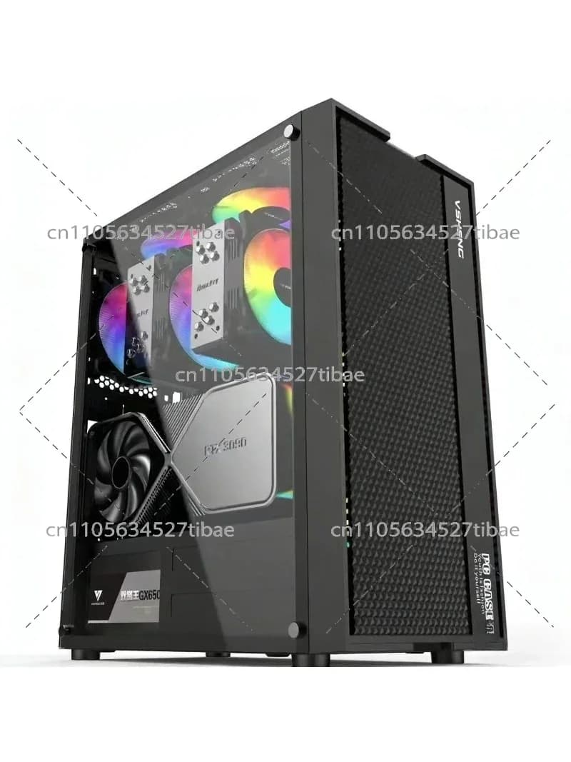 Black E-ATX Computer Case with Glass Side Panel Dual X79 X99 CPU Motherboard Support High-End Gaming Desktop PC Build