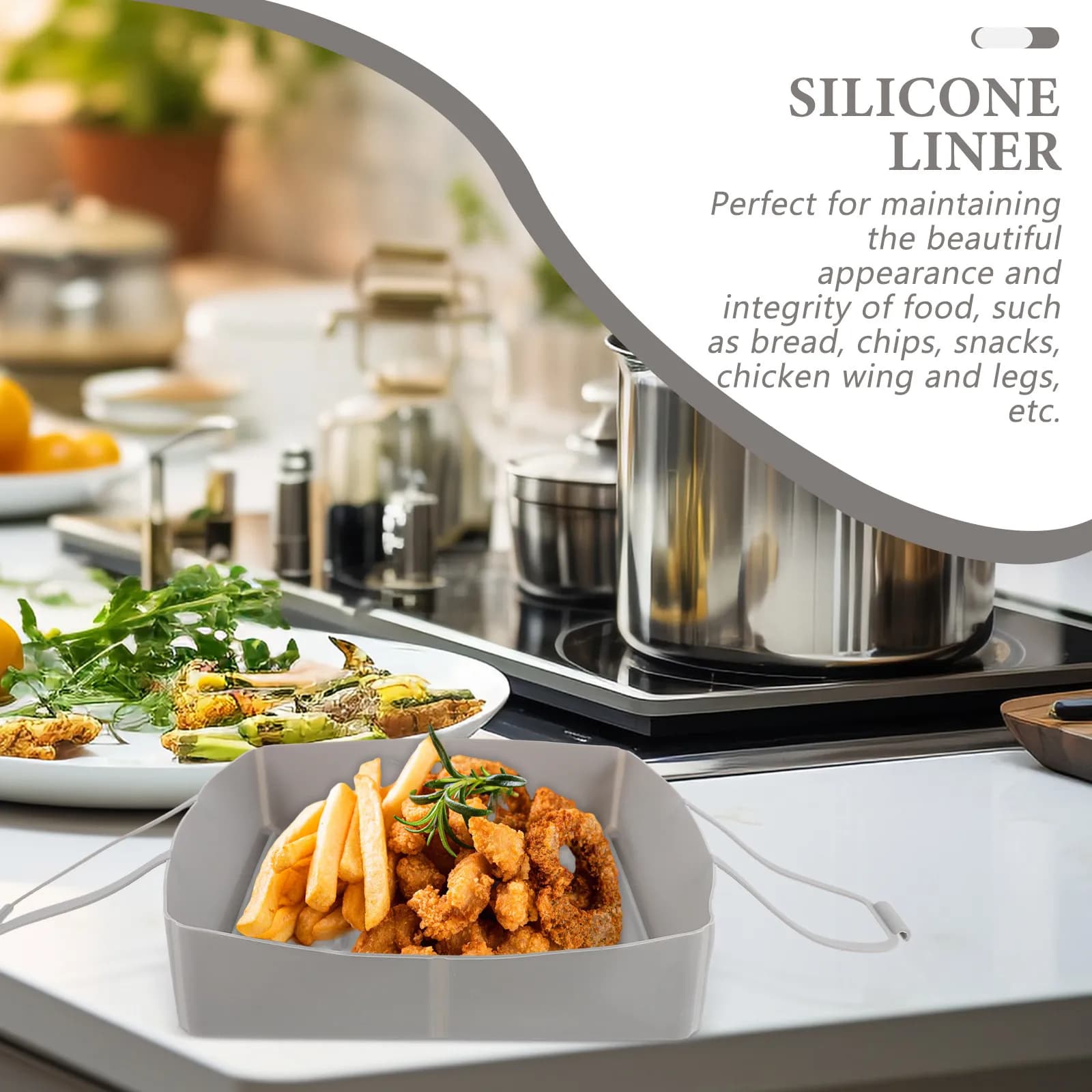 Silicone Mat Air Fryer, Reusable Oven Tray and Washable for Home Kitchen