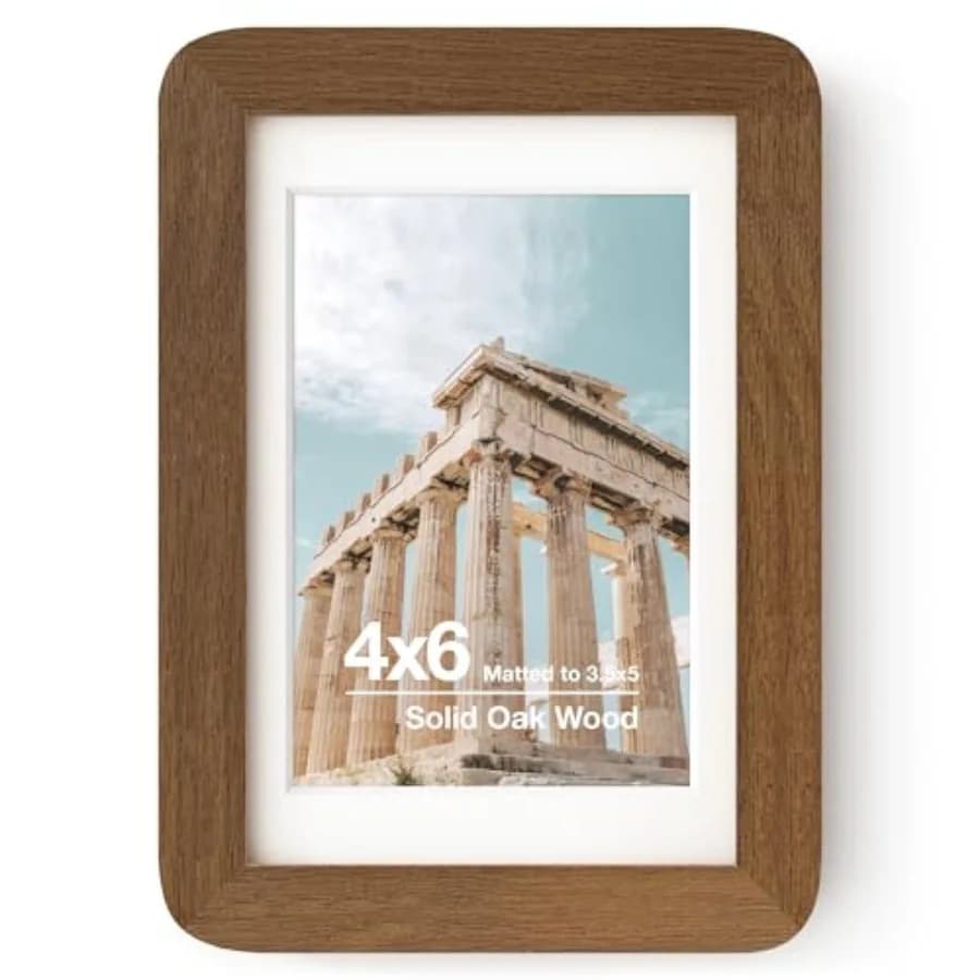 Cornice per foto in legno massello 4x6 con passepartout per plexiglass 3.5x5, accessori per appendere inclusi, 1 confezione
