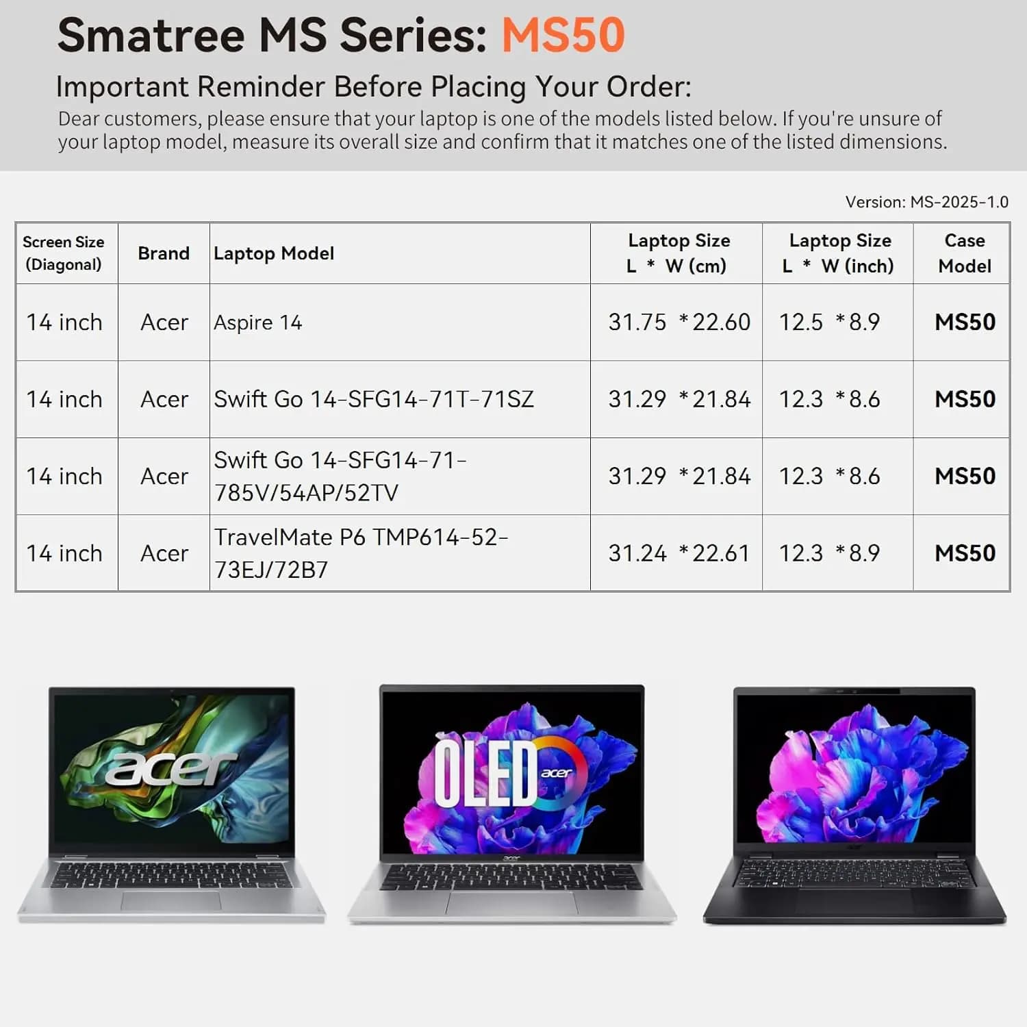 Custodia rigida in EVA Smatree MS50 con supporto per laptop Acer Series da 14".