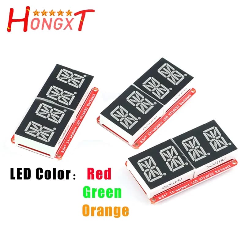 Modulo Display Digitale VK16K33 da 0,54 Pollici, 4 Bit, Controllo IIC I2C, 3,3V 5V per Arduino, Rosso/Verde/Arancione