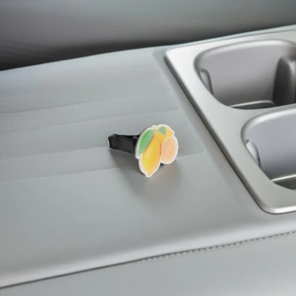 2Set Car Air Freshener Clips Lemon Fragrance Acrylic Fruit Design Vent Diffuser Clip for Automotive Air Conditioning Outlet