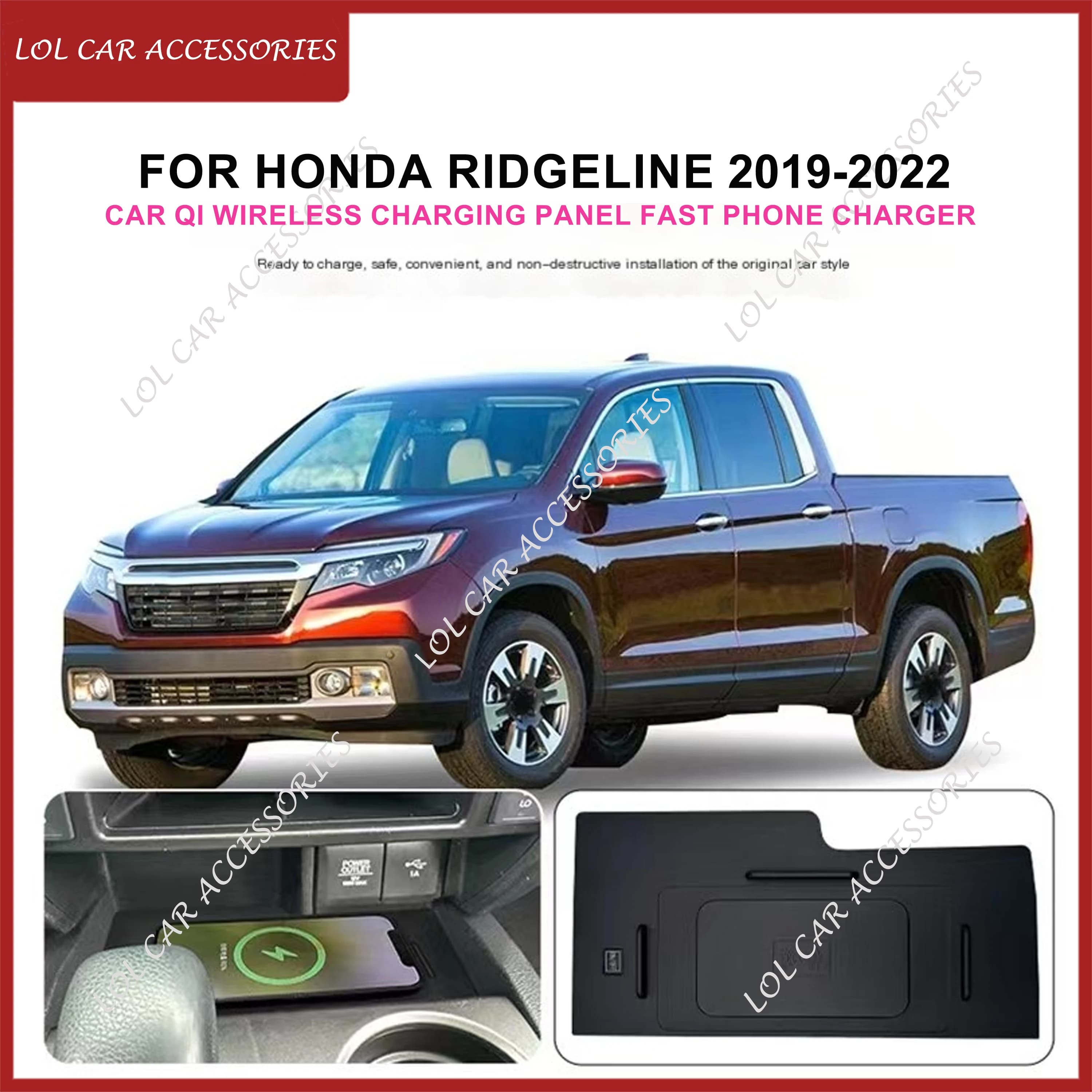 Per Honda Ridgeline 2019-2022 Caricatore rapido per telefono 15W Supporto per piastra per pannello di ricarica wireless QI per auto