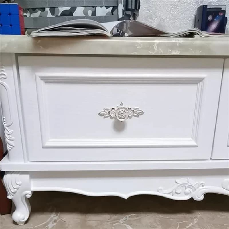 Promozione! Manopole per mobili Euro Roses da 8 pezzi con piastra posteriore, maniglie per cassetti con fiori per cassettiera, comodino, comodino