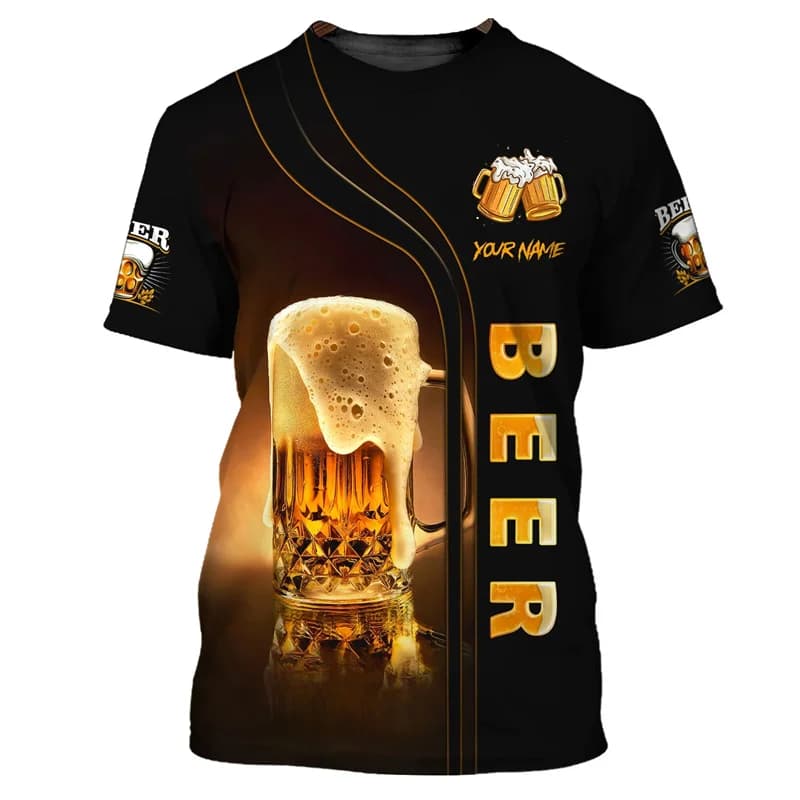 Divertente maglietta con stampa 3D di birra per uomo, nuovo design, maglietta a maniche corte per appassionati di birra, top estivo da strada, regalo per amanti della birra.