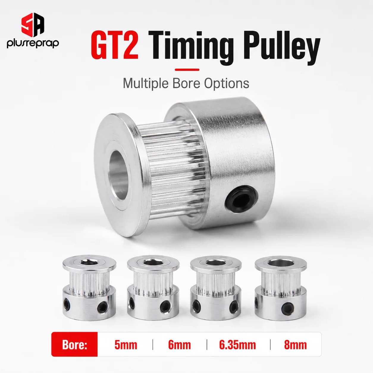 GT2 20 Denti Puleggia Dentata Foro 5mm 6mm 6.35mm 8mm Albero Puleggia in Alluminio per Cinghia da 6mm Parti Della Stampante 3D