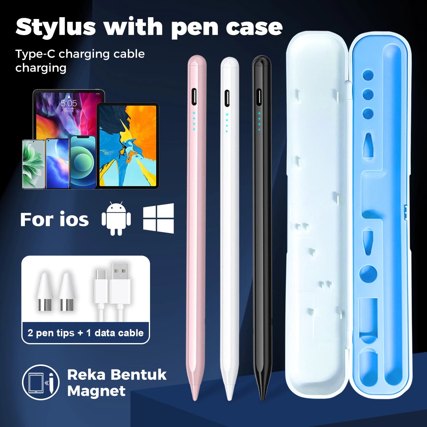 Penna Stilo Capacitiva, 8-10 Ore di Autonomia, Risposta Istantanea all'Inclinazione, Ampia Compatibilità con Dispositivi Touchscreen iOS e Android