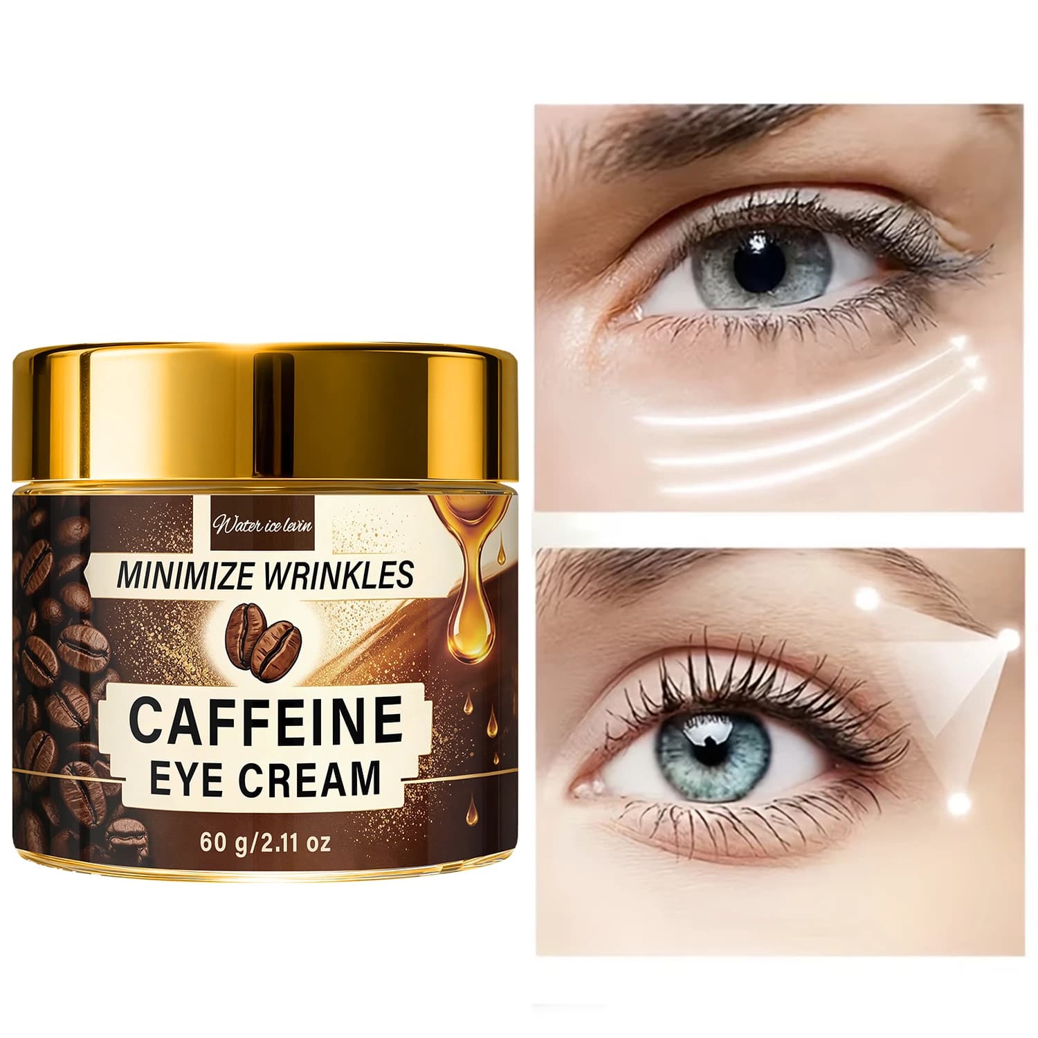 Water Ice Care Caffeine Eye Cream Retinol Collagen HA VC VE Anti-Wrinkle Minimize Fine Lines Hydrating Eye Care 60g