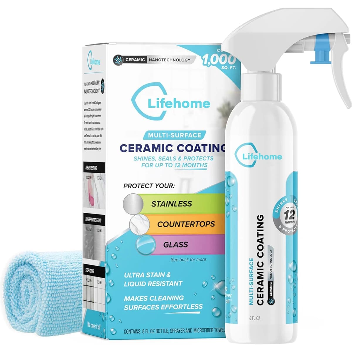 Kit Spray per Rivestimento Ceramico, Protezione e Lucentezza per Superfici di Cucina e Bagno, Repellente per Macchie e Sporco, per Auto