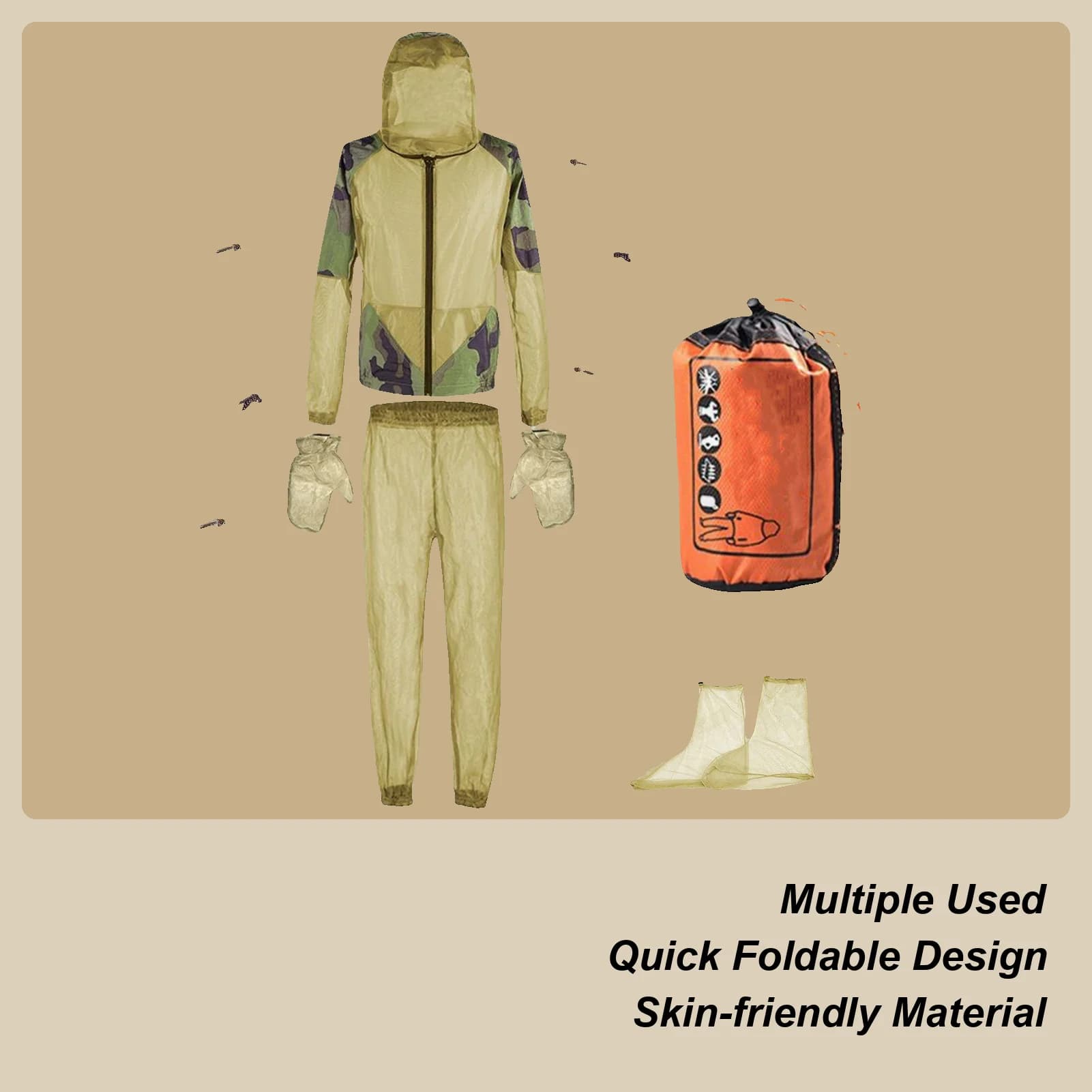 4 pezzi tuta repellente per zanzare per adulti rete da pesca selvaggia all'aperto abbigliamento repellente per zanzare comprese giacca cappello pantaloni e guanti set