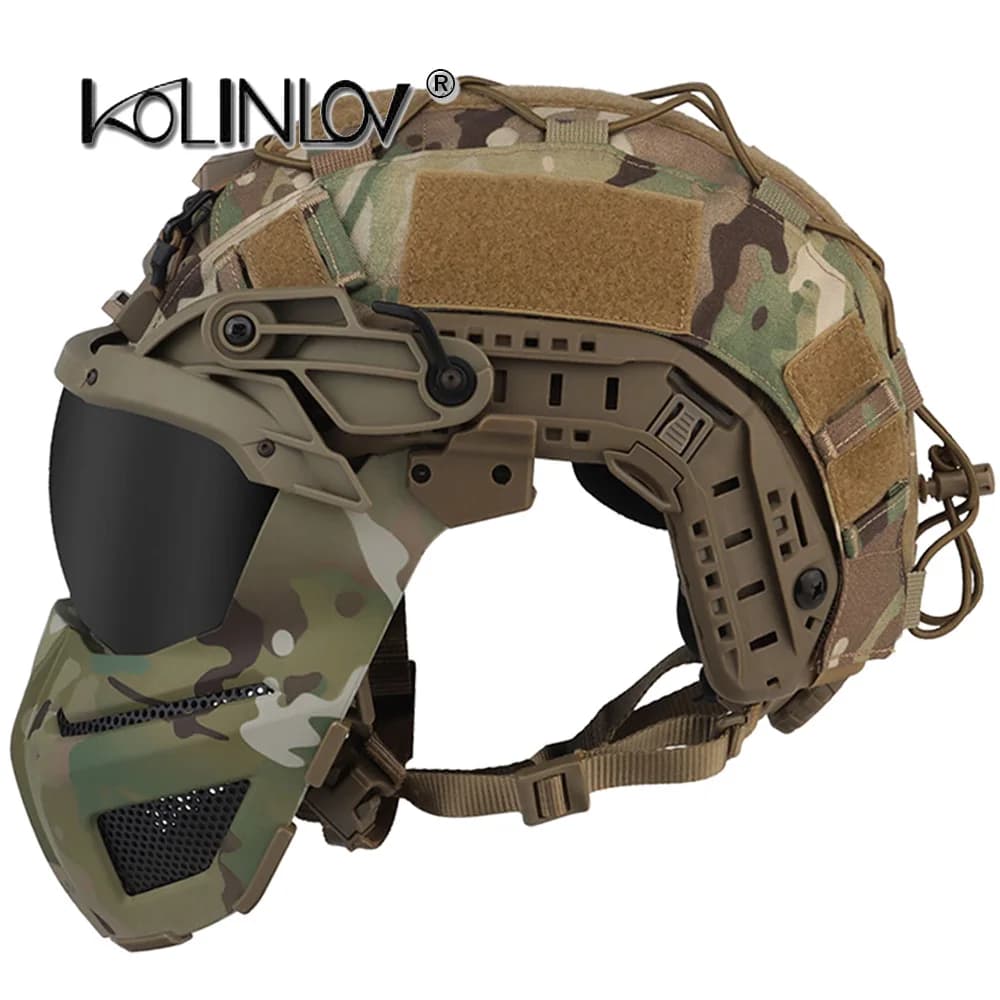 Maschere tattiche softair Paintball casco/occhiali militari veloci completamente protetti/maschera mezza faccia in rete d'acciaio regali di Halloween 3-in-1