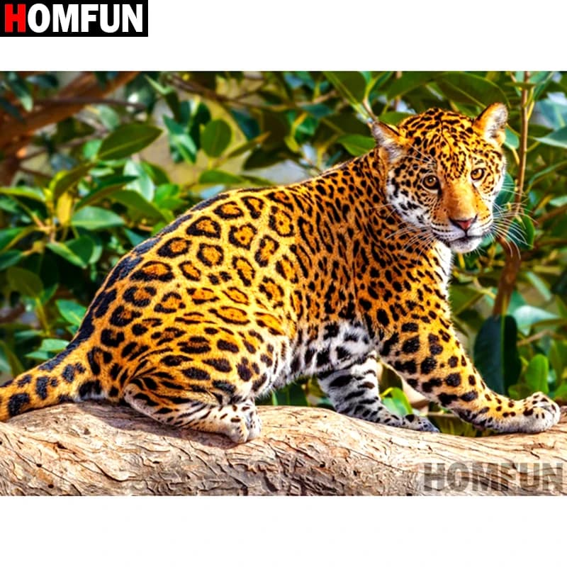 HOMFUN Full Square/Round Drill 5D DIY Diamond Painting "Animal leopard" Embroidery Cross Stitch 5D Home Decor Gift A00921