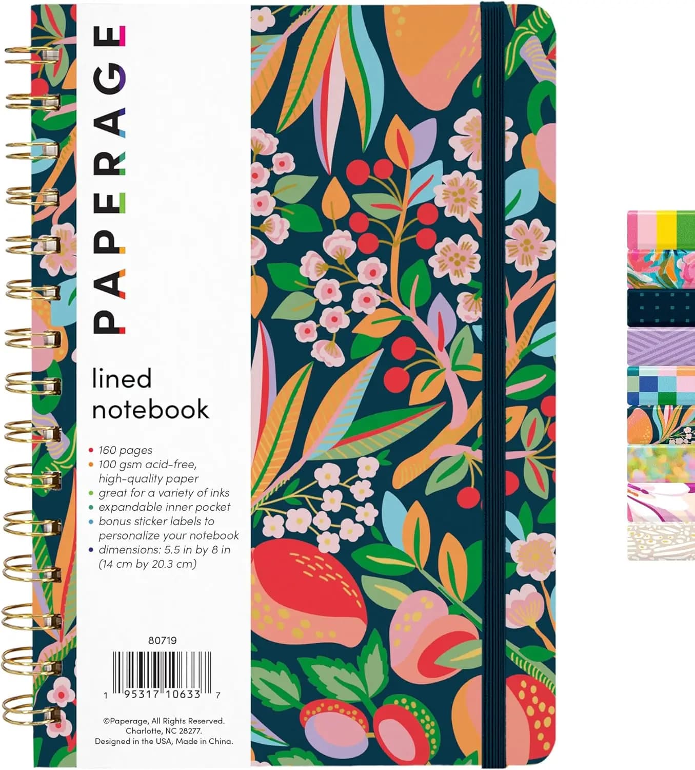 Lined Spiral Journal Notebook, 160 Pages, Hardcover, 5.5"x8", Thick 100gsm Paper, Vegan Leather Cover