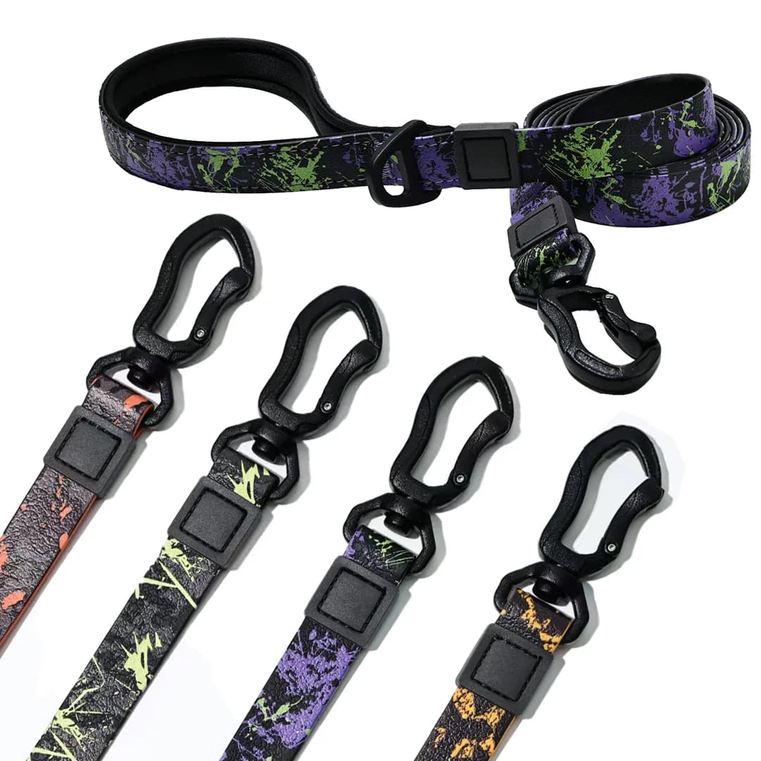 1.5mWaterproof PVC Dog Leash UV Printed Pet Lead Easy Clean Non-slip Handle For Small Medium Large Dogs Outdoor Walking Training