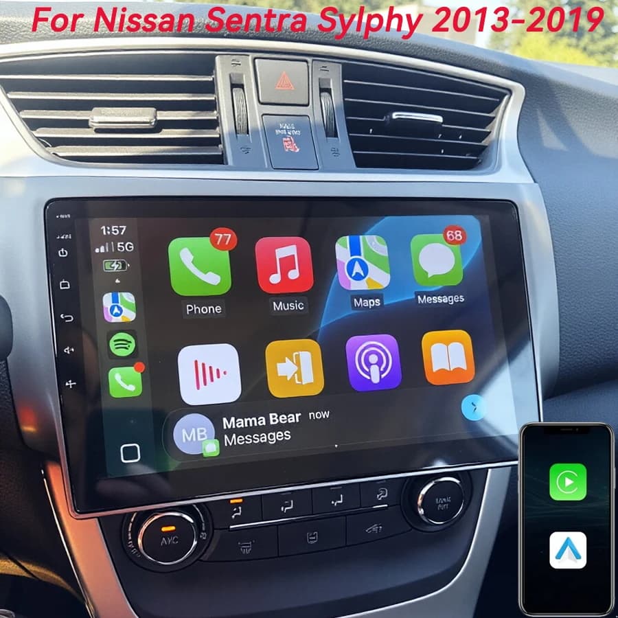 Autoradio Android 16 con Carplay per Nissan Sylphy B17 Sentra 12 2013-2018, Lettore Multimediale con BT e DSP Stereo