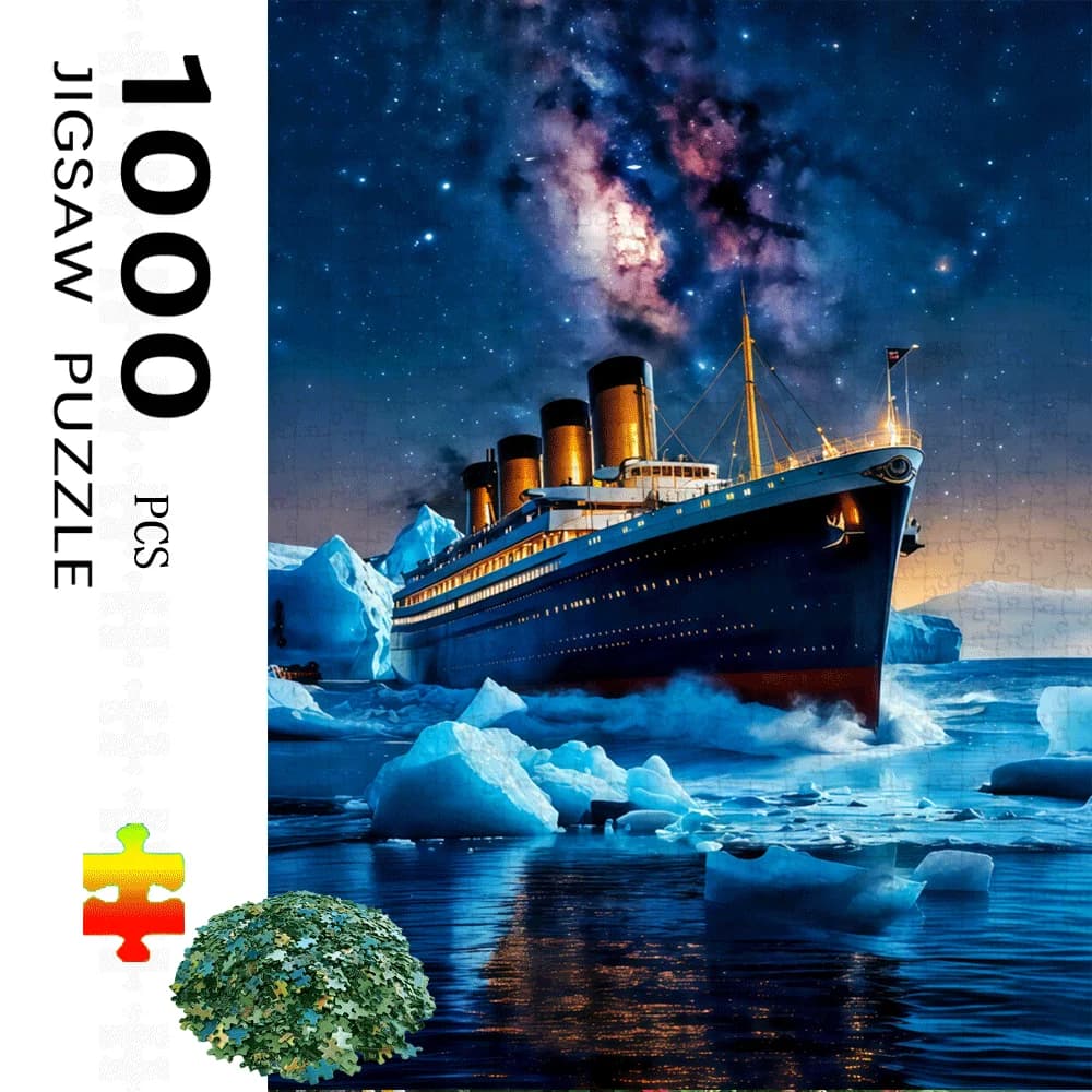 Puzzle grande nave titanica e iceberg da 1000 pezzi - Rompicapo romantico per decorazioni per la casa fai-da-te per adulti, famiglia interattiva Ga
