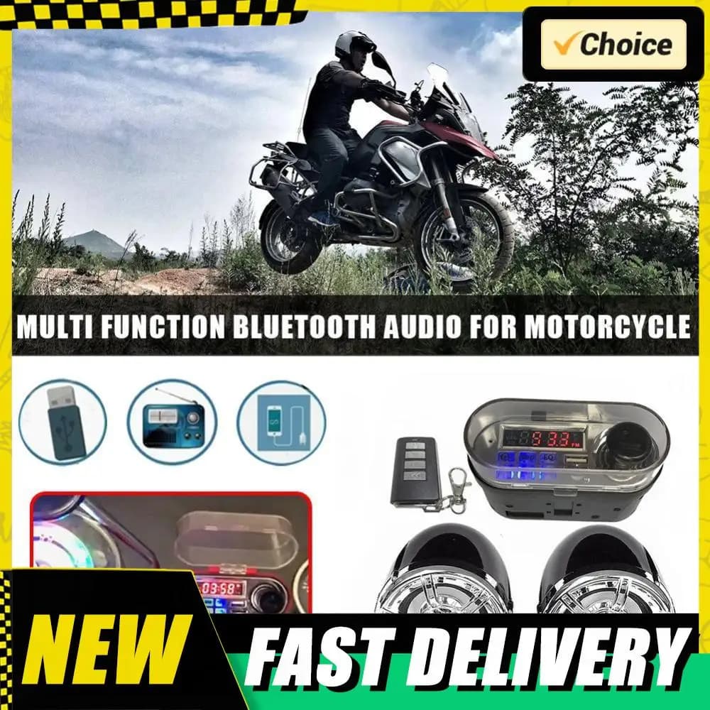 12V Motorcycle Studio Audio USB Charger Motorbike Sound System Stereo Speakers Remote Control Bluetooth-compatible for Outdoor